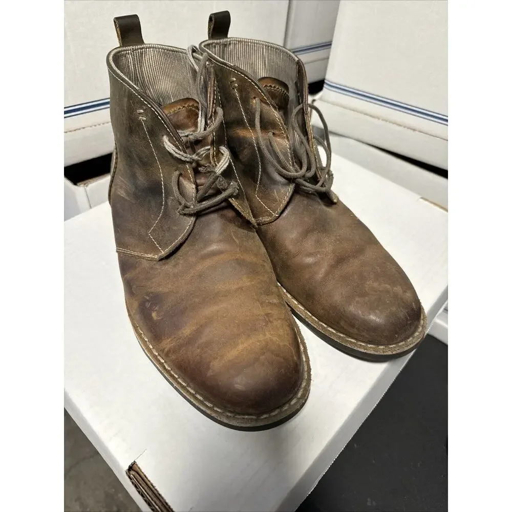 Penguin Boots Mens 12 Brown Leather Desert Merle 3 Eyelet Rubber Sole Chukka